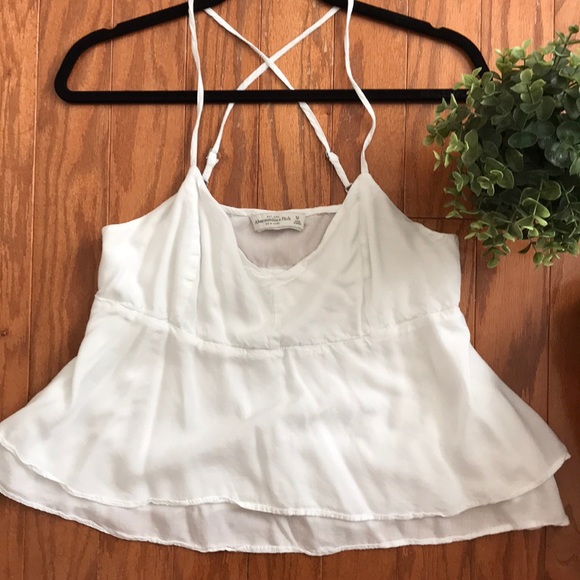 Abercrombie & Fitch Tops - A&F White Flowy Cross Back Strappy Tank Top Blouse